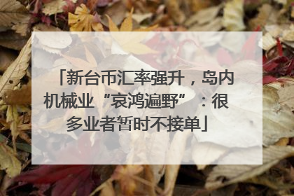 新台币汇率强升，岛内机械业“哀鸿遍野”：很多业者暂时不接单
